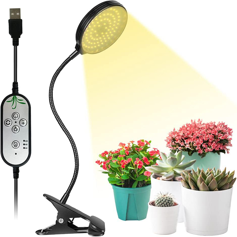 Luces LED de cultivo de plantas de 1/2/3/4 cabezales, lámpara Phyto de espectro completo regulable con Clip, temporizador de encendido/apagado automático, luz de cultivo de vegetales y flores para interiores: Azul