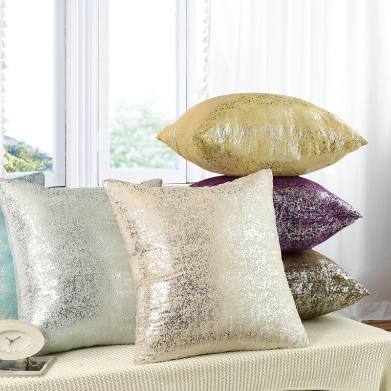 Luxe bronzen gouden zilverfolie kussenhoes decoratieve kussens voor kantoor, hotel, auto, effen kleur serie kussensloop