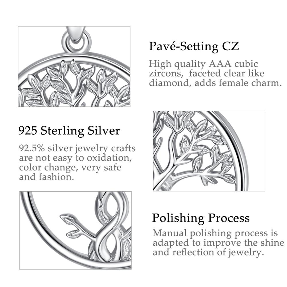 EUDORA 925 Sterling Silver Tree of Life Necklace Solid Silver Twisted Rowan Tree Charm with Silver Chain or Only Pendant CYD436