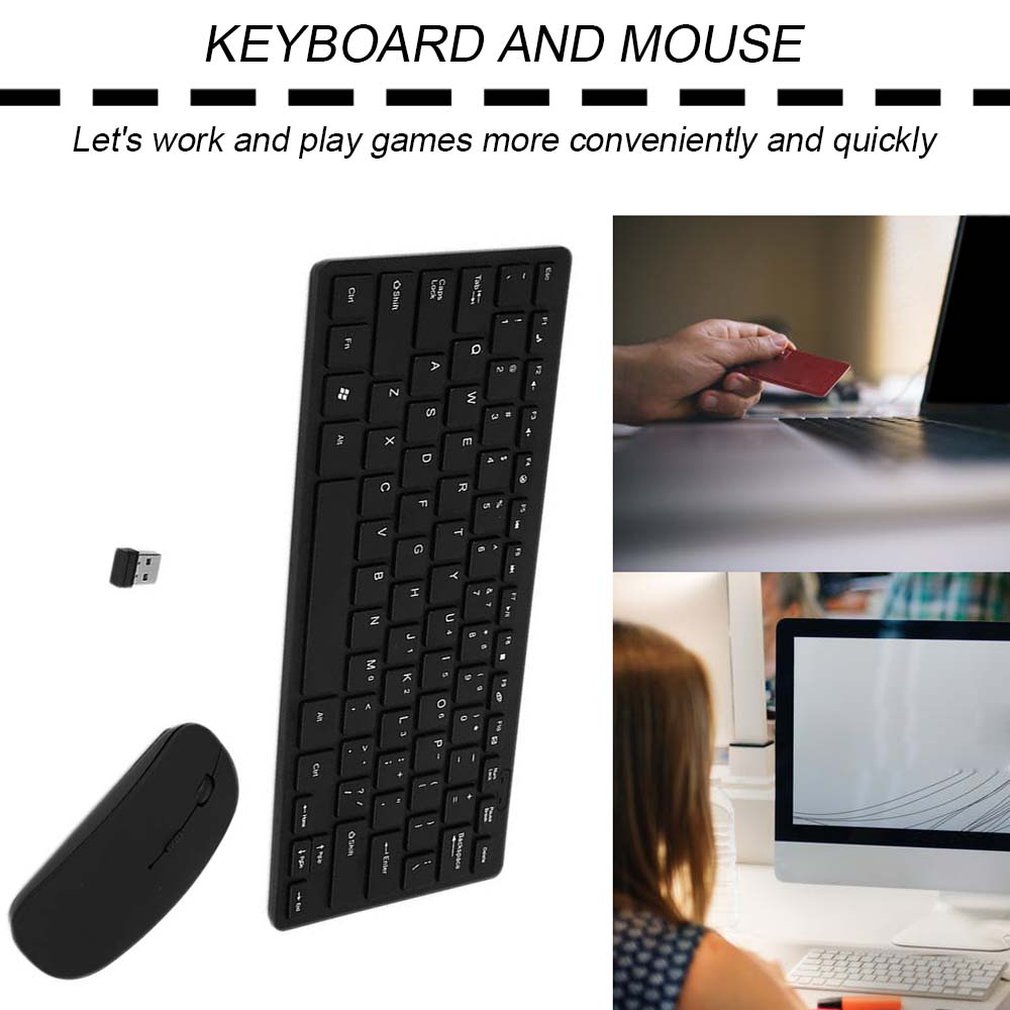 Multimedia 2.4G Wireless Micro USB Charging Mini Keyboard Mouse Combo USB Wireless Receiver Keyboard Mouse Set