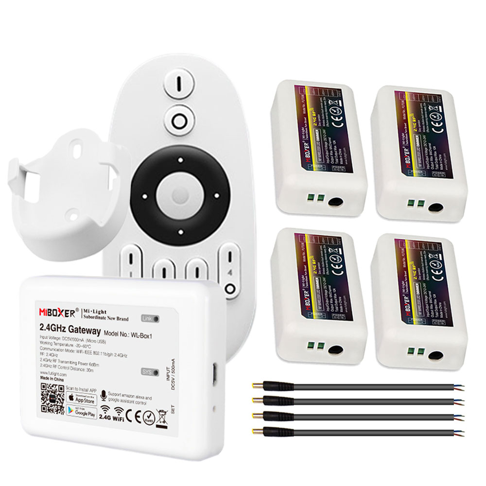 MiBoxer Milight Dimmer 4-Zone RF CCT Remote With Handle 2.4GHZ Gateway WL-Box1 Wifi Controller For 2835 5050 LED Strip Light