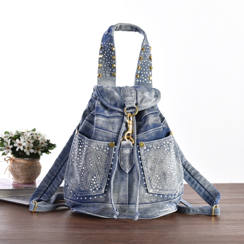 Mode Effen Kleine Messenger Rugzakken DayPacks schooltassen Denim Jeans meisje Vrouwen Reizen Cross Body bolsa feminina