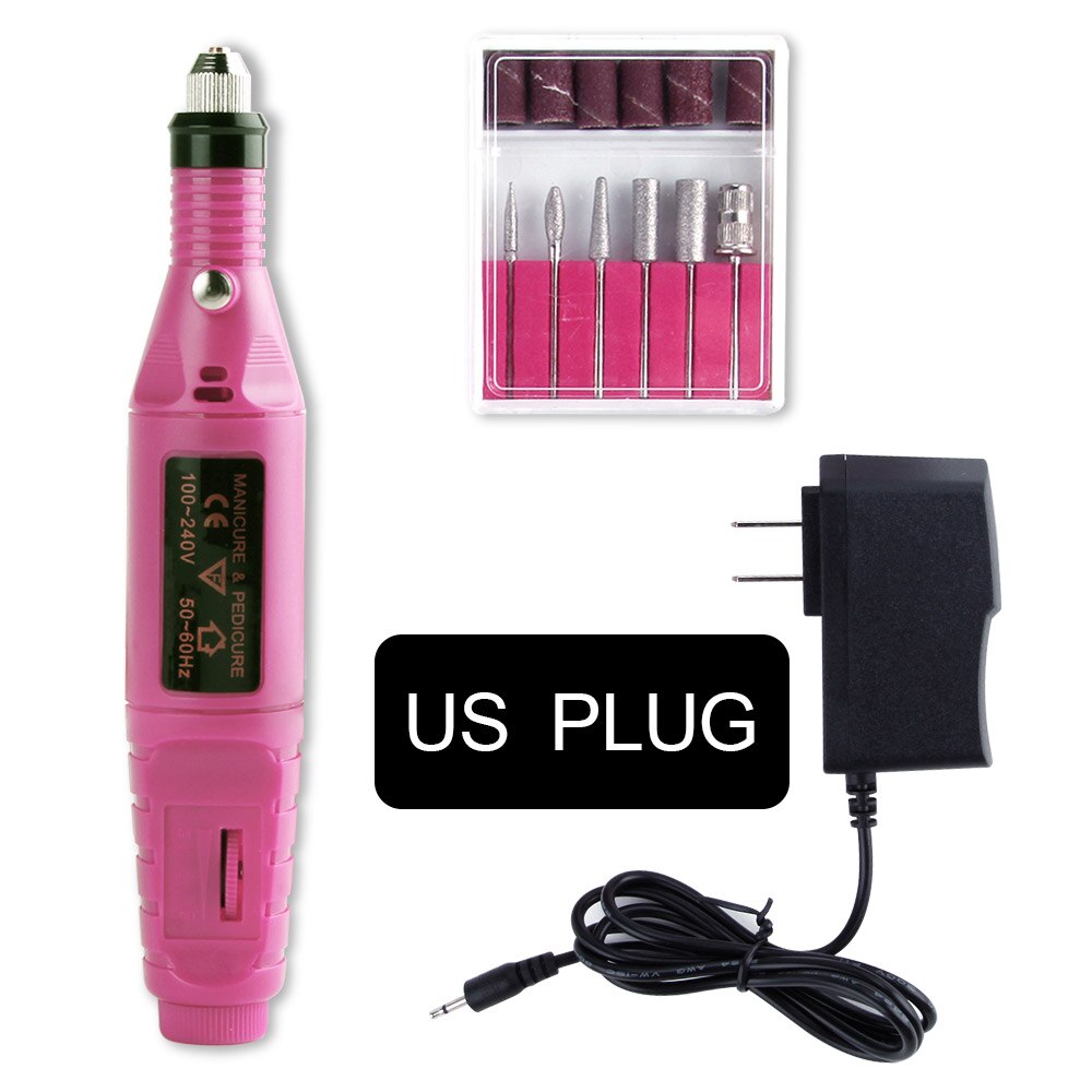 Taladro eléctrico para uñas, herramienta para manicura y pedicura, cuidado de los pies, 1 unidad: Pink US Plug