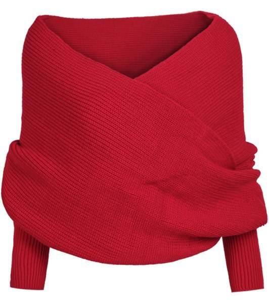Antumn v-hals kvinders strikket sweater wrap strikvarer top scarfpullover jumper pull
