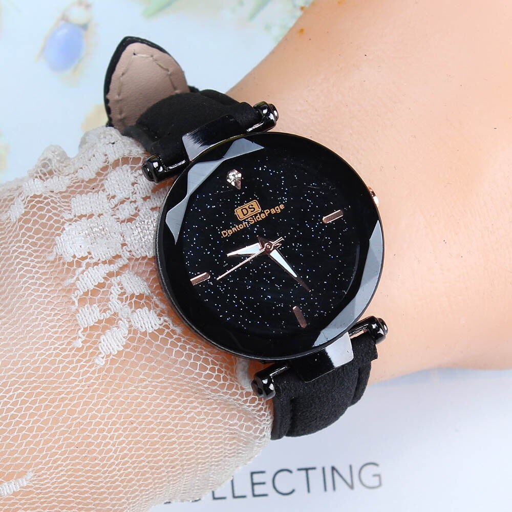 Prachtige Dames Horloge Sterrenhemel Vrouwelijke Lederen Quartz Horloge Elegante Vrouwen Horloges Armband Horloge Montre Femme