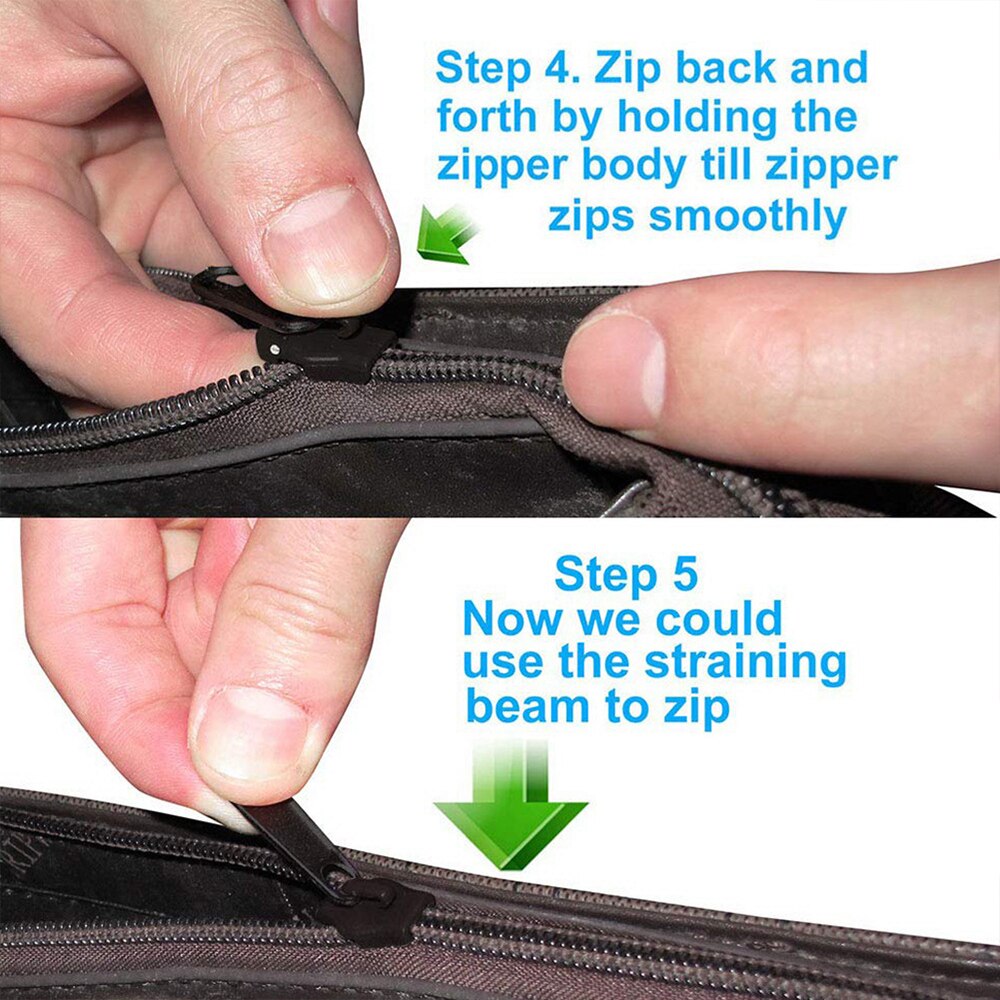 6Pcs 3 Maten Universal Instant Fix Rits Reparatie Kit Vervanging Zip Slider Tanden Rescue Ritsen Naaien Kleding