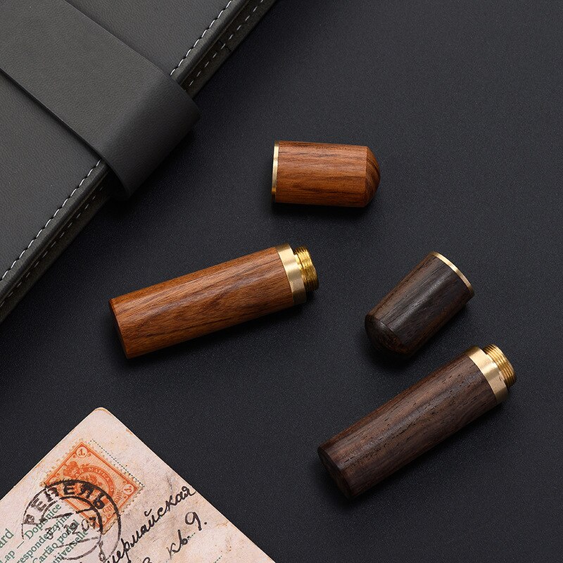 1PC Wooden Toothpick Holder Pearwood Wood Capsule Bucket Box Hiking Portable Toothpick Needle Holder Handmade Ebony Storage Box