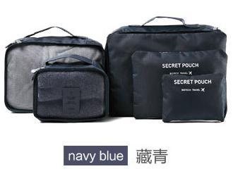 6 stücke Wasserdichte Reise Lagerung Tasche Kleidung Verpackung Würfel Gepäck Organizer setzt Nylon Heimat Lager Reisetaschen: Marine