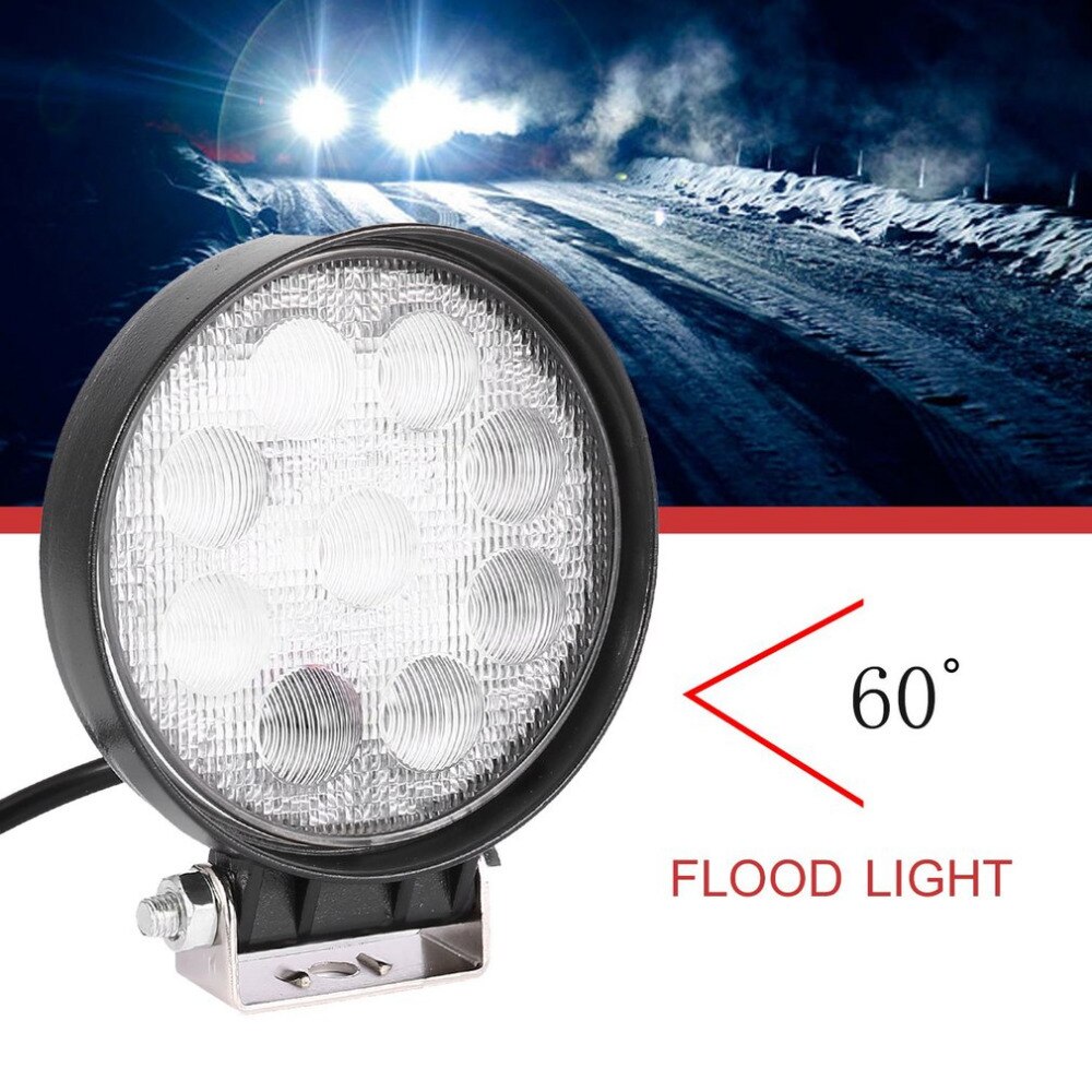 27W Auto Led Verlichting Waterdichte Ronde Vorm Auto Koplamp Met 9Pcs * 3W Leds Voor Boot tractor Truck Off-Road Auto 'S