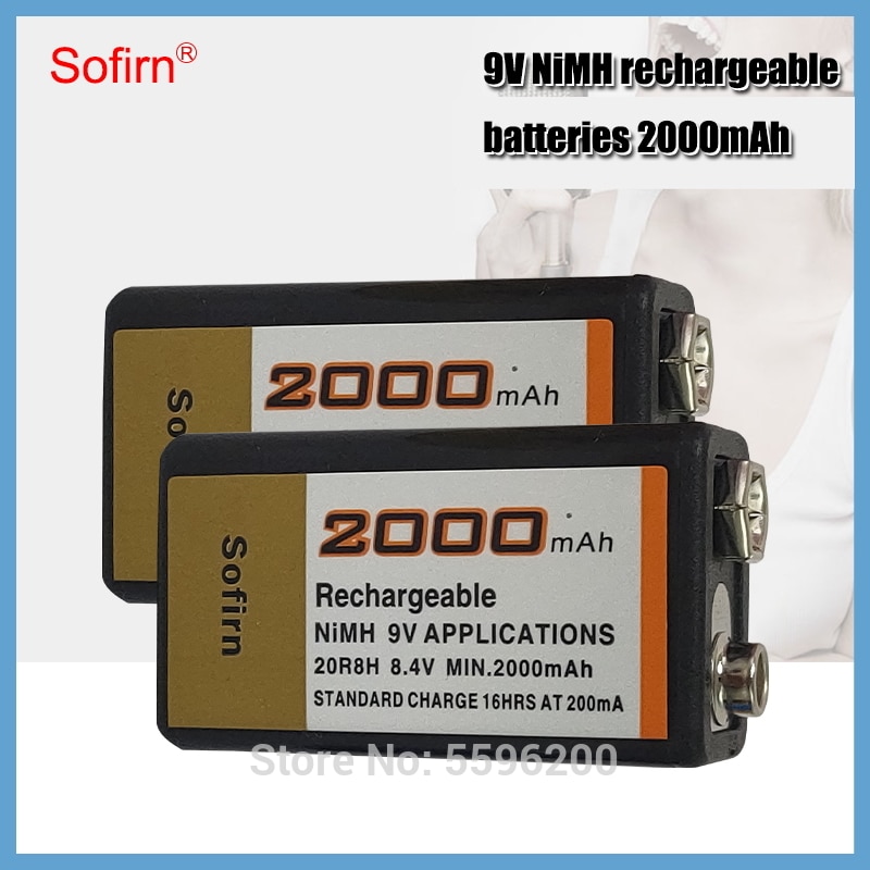 9V 2000Mah Sofirn Oplaadbare Ni-Mh Batterij Voor Microfoon Interphone Rookmelder Auto Speelgoed
