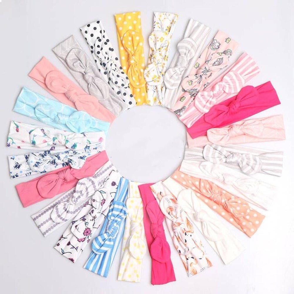 3 teile/satz Baby Stirnband Mädchen Haar Zubehör Baumwolle Kaninchen Ohr Turban Bogen Elastische Haarband Baby Prinzessin Weihnachten Schild