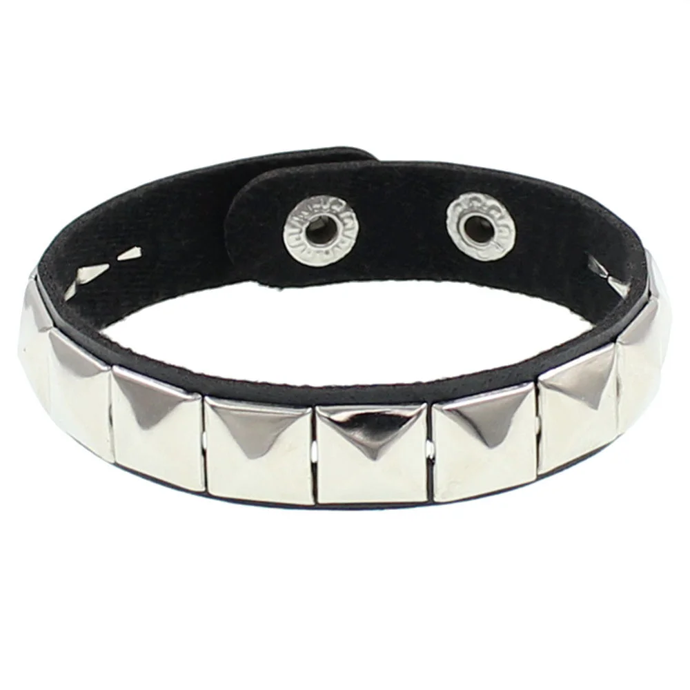 cuadrado redondo de cuero PU gótico esqueleto cráneo Punk remache estrella pulsera cadenas Retro brazalete pulsera joyería de navidad