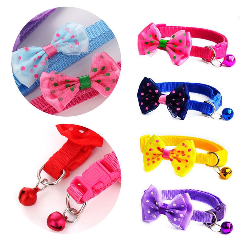 Puppy Adjustable Cute Necktie Dog Cat Pet Collar Nylon Bell Kitten Candy Color 1pc Bow Tie Bowknot Likesome
