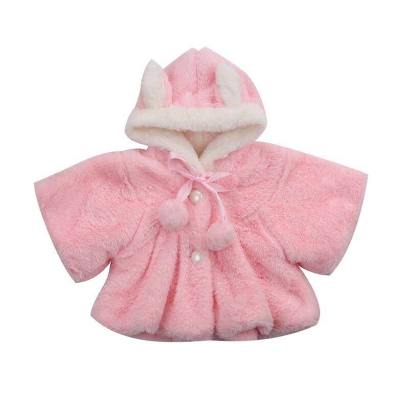 Cute Baby Toddler Girl Warm Fleece Winter 3D Ear Hooded Coat Snowsuits Jacket Cloak Clothes for Girls: Pink / 12M