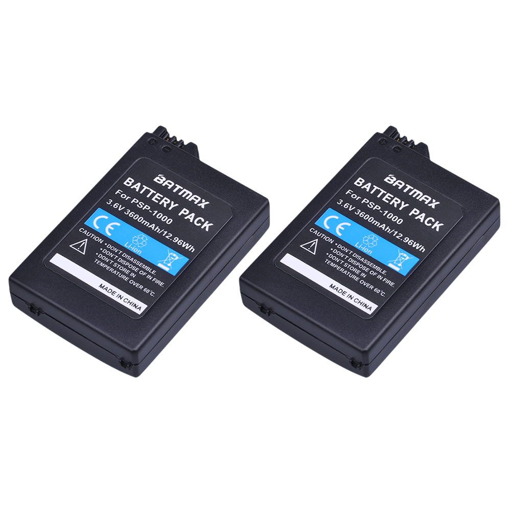 2 stk 3600 mah psp 1000 batteri + hurtigled lader + for psp 1000 psp 1000 psp -110 konsoll gamepad: 2 stk