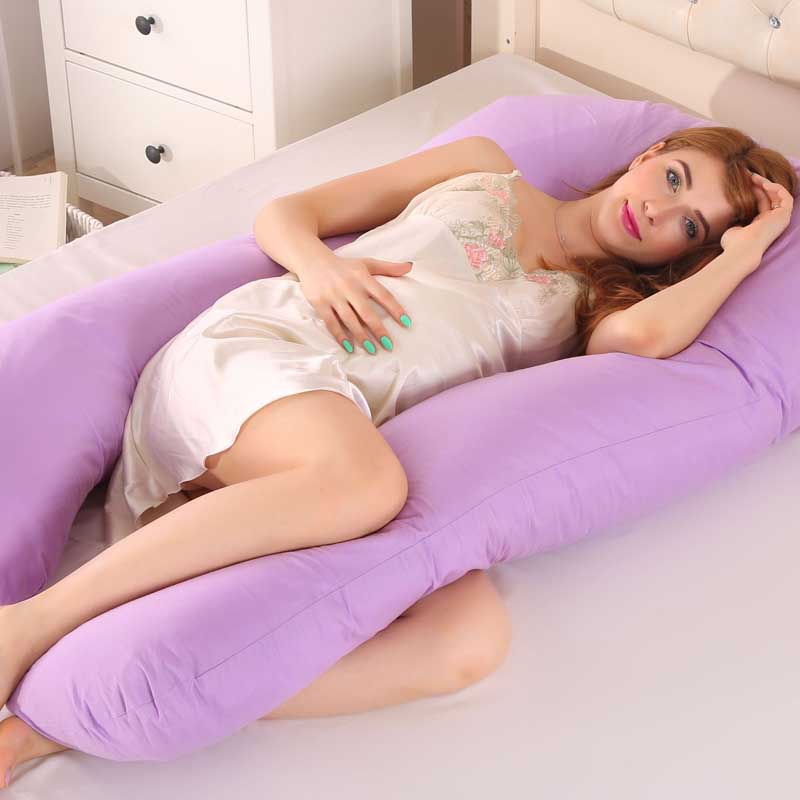 Oreiller pour femme enceinte, enveloppements complets, protection du ventre, coussin de soutien détachable pour maternité, jambes, coussin de puberté: purple