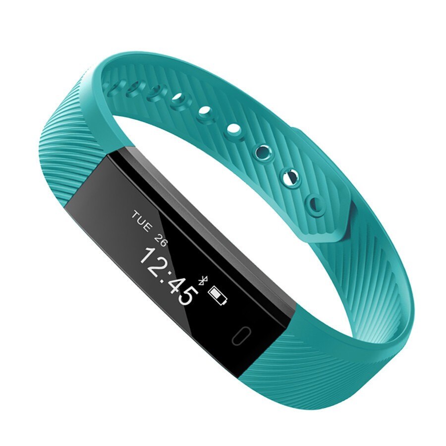 ID115 Bluetooth Smart Strap Silicone Bracelet Wristband Smart Watch Heart Rate Monitor Fitness Tracker Waterproof Screen Touch: Green