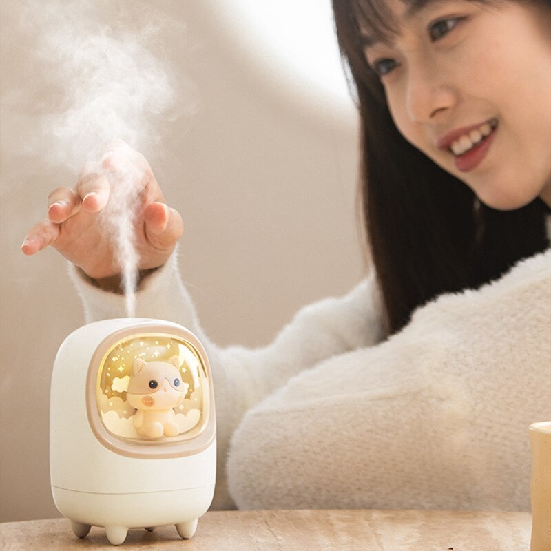 M08/M23 350 / 200ML Evaporative Air Humidifier Wireless Space Capsule Cute Pet Mist Maker With LED Night Lamp