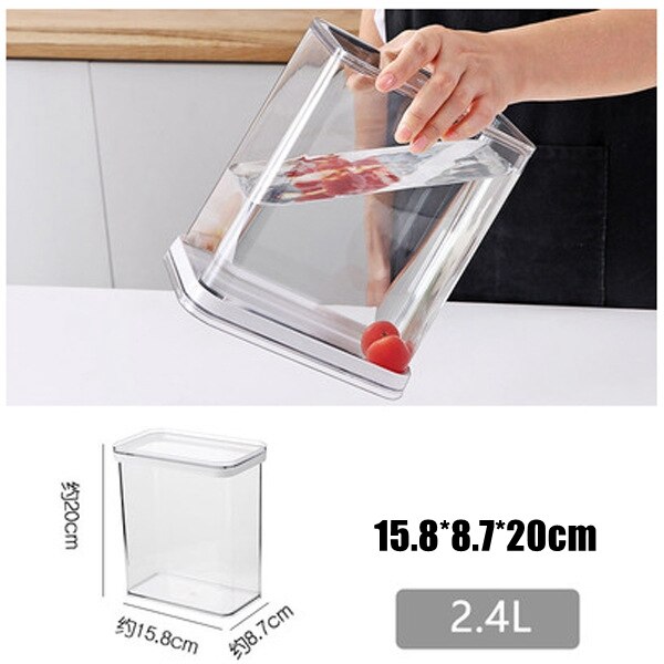 Wall-mounted Food Storage Cans Plastic Stacked Food Storage Container Box Refrigerator Sliding Sealed Jar Kitchen Supplies: M