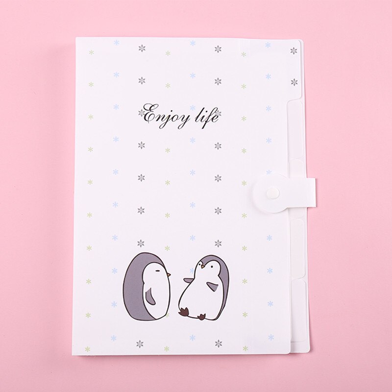 Cartoon A4 Document Organizer Kawaii Expanding File Folder for School File Holder Organizer with Button Closure School Supplies: White