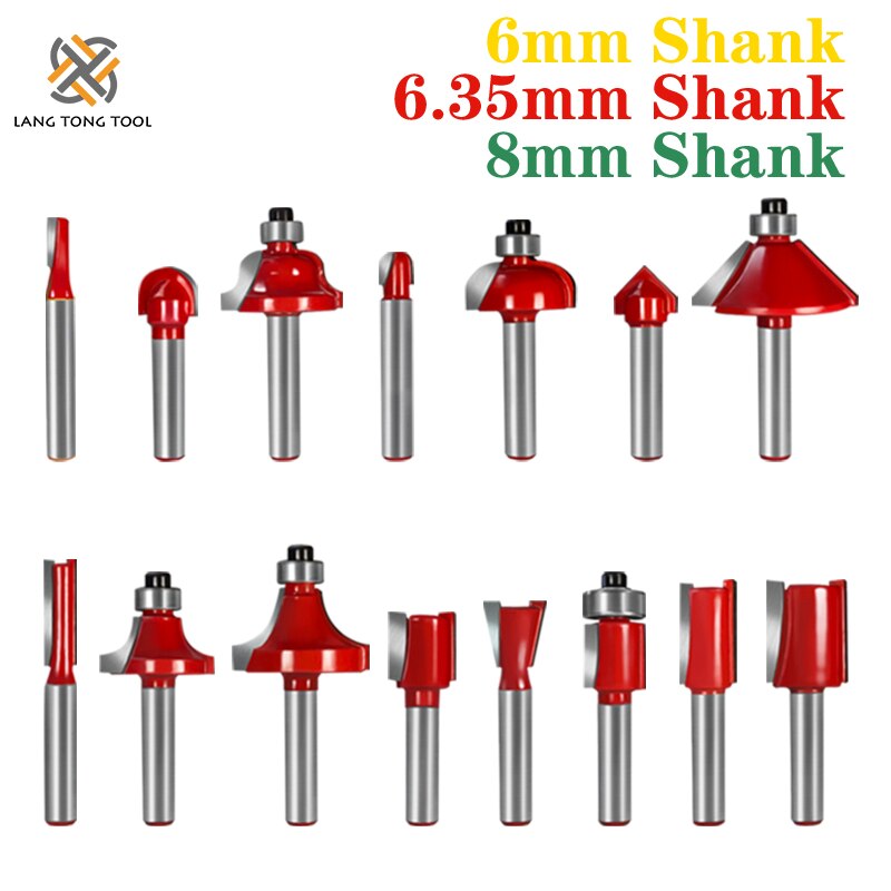 6mm/6.35mm/8mm 15Pcs Router Bit Set Trimming Straight Milling Cutter Wood Bits Tungsten Carbide Cutting Woodworking Trimming