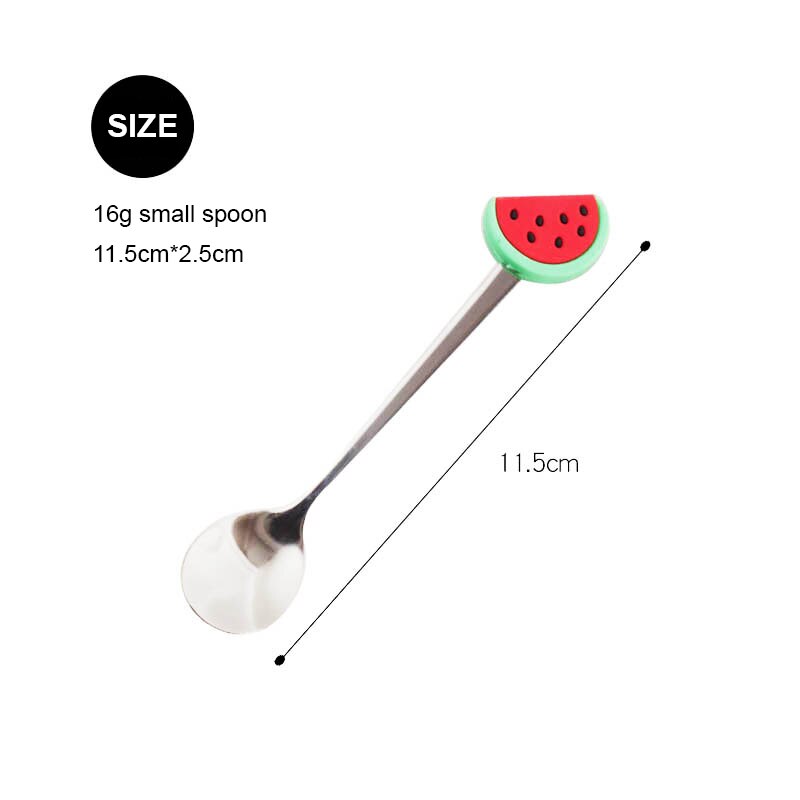 Fourchette à fruits en acier inoxydable, cuillère à café, motif de fruits colorés, cuillère à mélanger Concise en acier inoxydable, vaisselle: 03