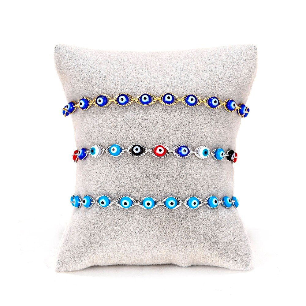 Rinhoo Classic Trendy Turkish Evil Eye Bracelet Pave Lucky Blue Eye Charm Bracelet Adjustable Female Party Jewelry