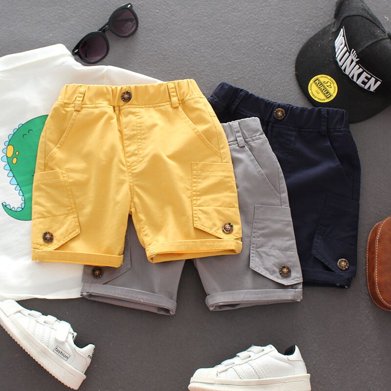 Shorts d'été en coton pour enfants, pantalons courts de plage et de sport, de couleur unie, P28,