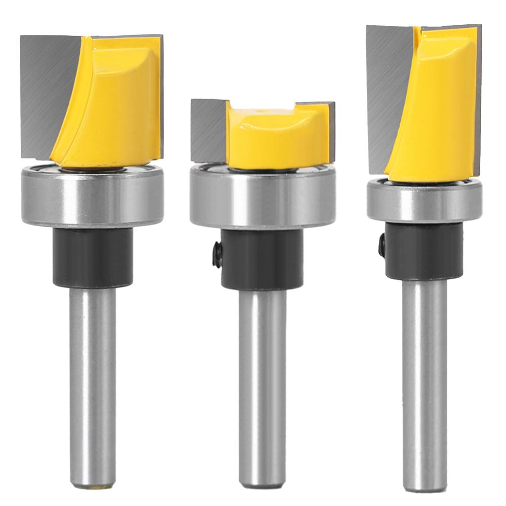 1/4"&amp; 6mm Shank Pattern Bit Flush Trim Bit Straight Bit with Bearing Hinge Mortising Router Bit Wood Trimmer Cutter