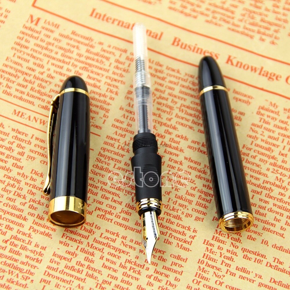 Jinhao X450 Vulpen Zwart Medium Nib Gold Trim