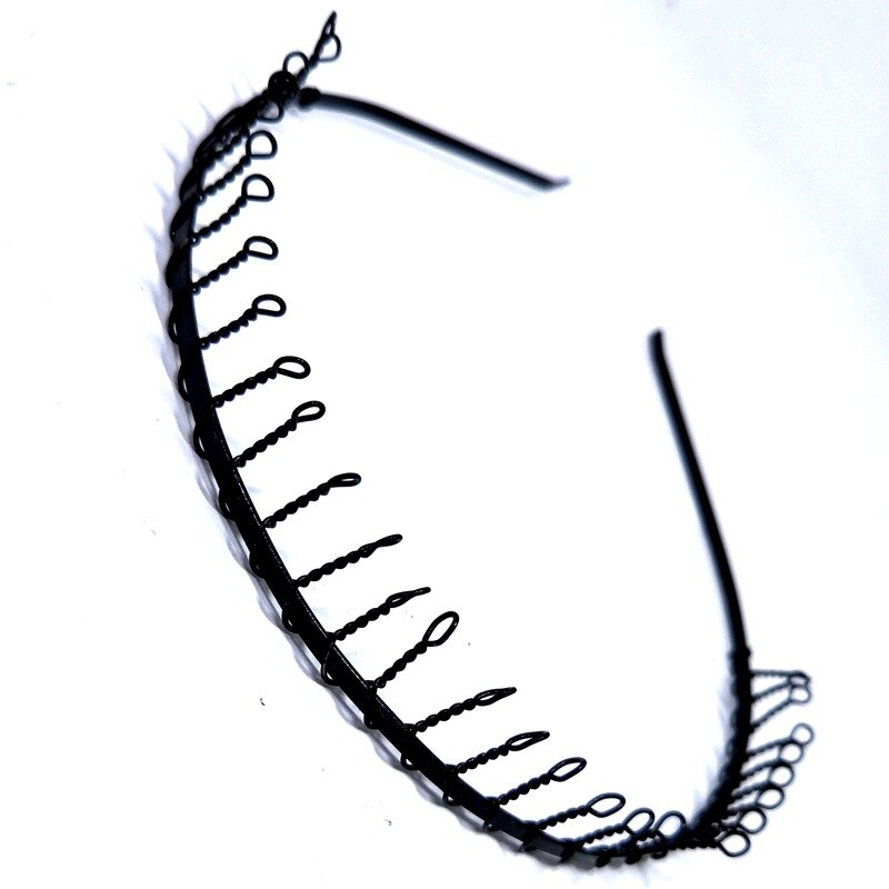 Diadema deportiva para hombre y mujer, bandana negra ondulada, pinza para el pelo, accesorios para el cabello: H