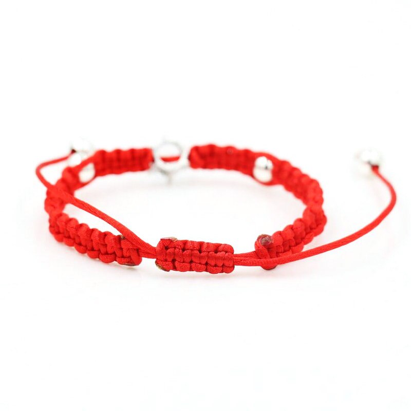 Bppccr Rood Touw Draad String Gevlochten Armbanden Vrouwen Meisjes Zilveren Kleur Kristallen Aaa Zirkoon Liefhebbers Chakra Armband Pulsears