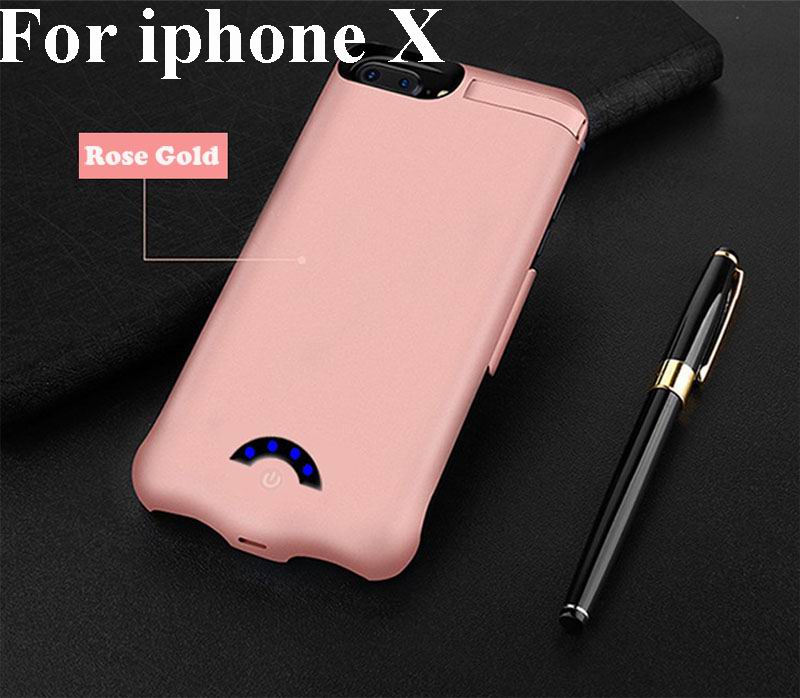 10000 mah batterijhoesje voor iphone  x 8 7 6 6 s plus back-up batterijladerhoesje powerbank oplaadhoesje voor iphone 6 6 s 7 8 plus: Voor iphone x rosy
