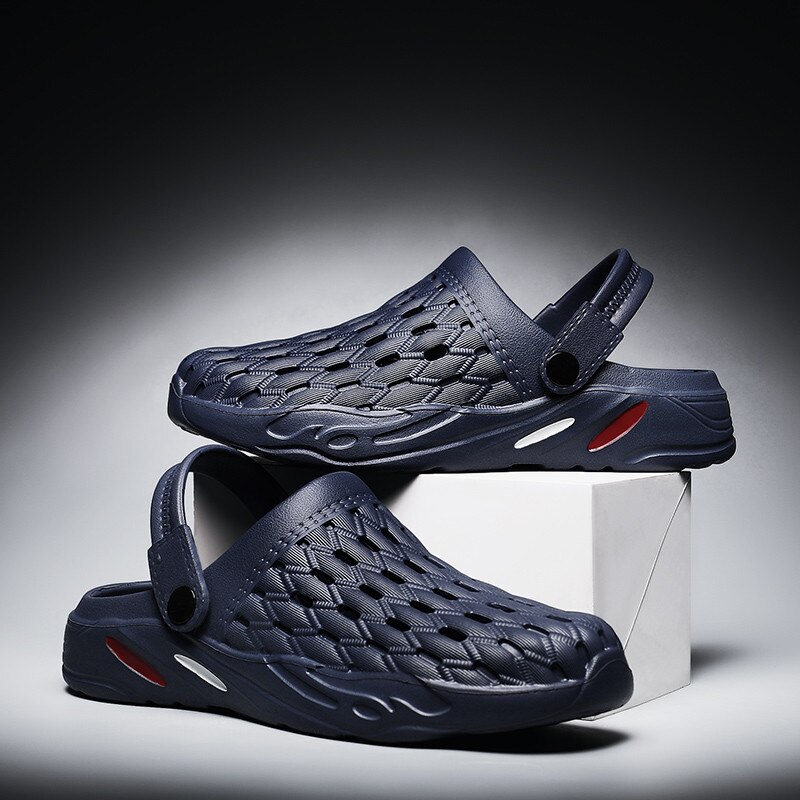 Flade sko mænd sommer skridsikre sandaler komfortable mænd sandaler gummi mænd eva unisex havesko crocse adulto cholas: Blå / 10