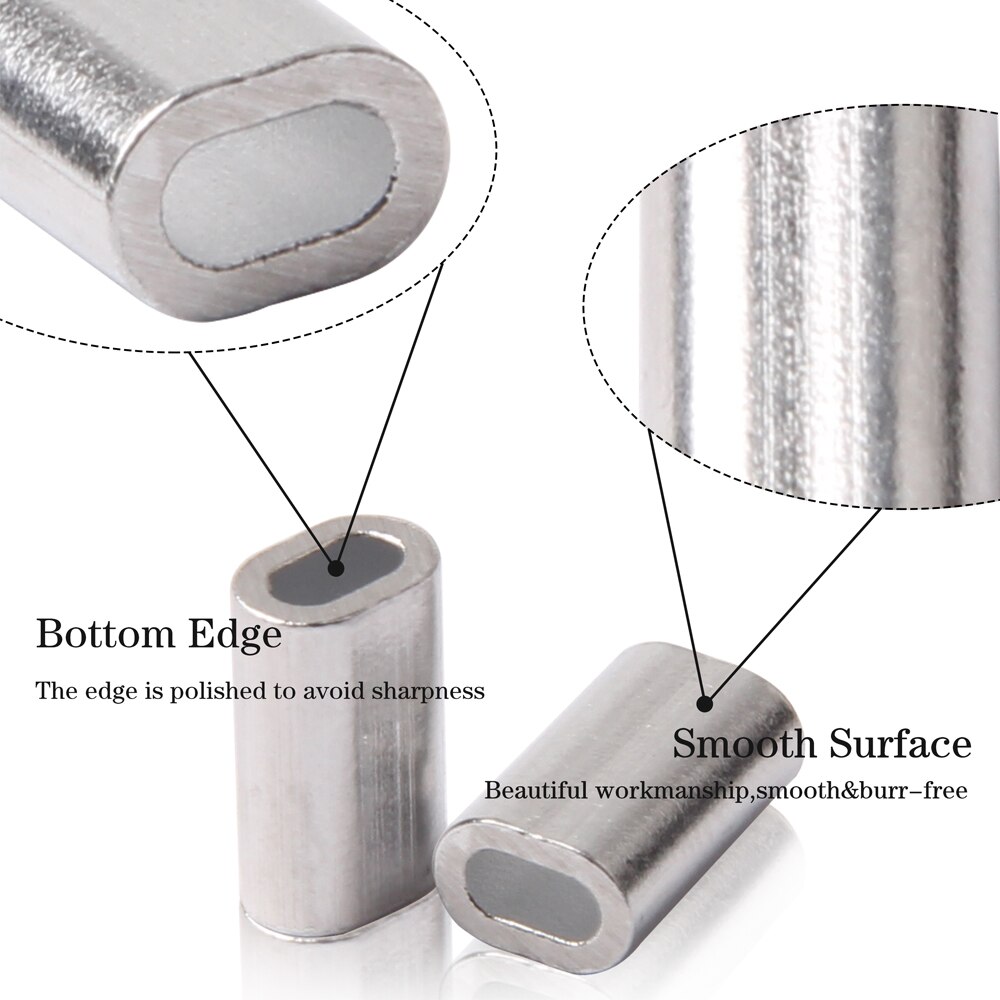 Manguitos de engaste de aluminio para pesca, conector de cable de tubo de engarce duradero para accesorios de línea de pesca, 500 piezas