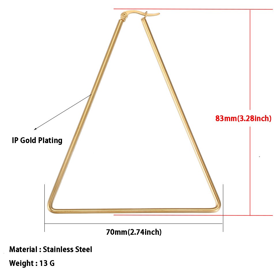 Geometric Hoop Earrings For Women Stainless Steel Gold Color Big Large Earrings Statement Jewelry: 1791 Gold 70mm