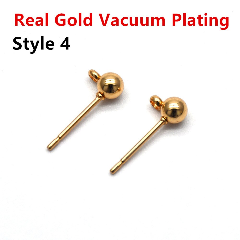 20Pcs/Lot 316 Stainless Steel 3mm Round Ball Stud Earrings Post With Loop For DIY Jewelry Making Finding: ball 4mm / 316 steel style 4