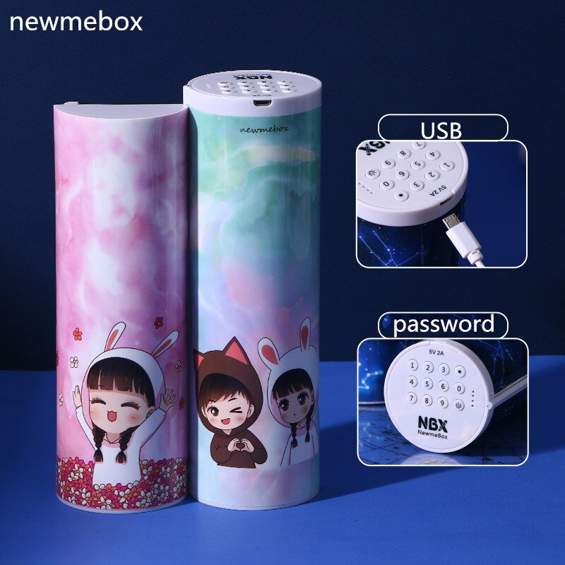 NewmeBox Quicksand translucent pencil case multifunction pencil box Combination lock cute pencil case with calculator pencilcase: 14