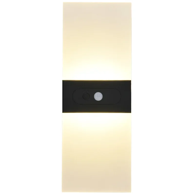 Indendørs magnetisk monteret genopladelig berørings- eller pir-bevægelsessensor natlampe dekorativ led-lampe til sengebordet væglampe: Natur hvid (3500-5500k) / 6-10w / Sort