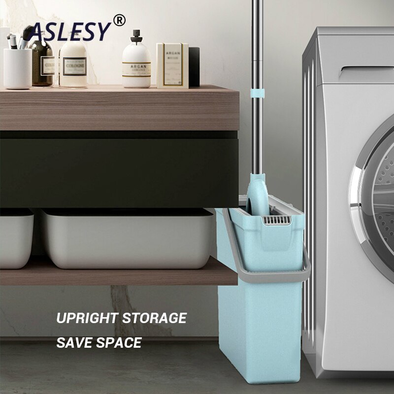 Spons Water Zuig Mop Rechtop Schoonmaken Squeeze Water Gratis Hand Wassen Nat En Droog Tweeërlei Gebruik Opvouwbare Huishoudelijke Mops met Emmer