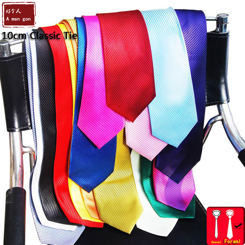 Couleur unie rayé cravate pour hommes cravate soie 10cm largeur Jacquard tissé vêtements de cérémonie affaires de mariage fête de noël