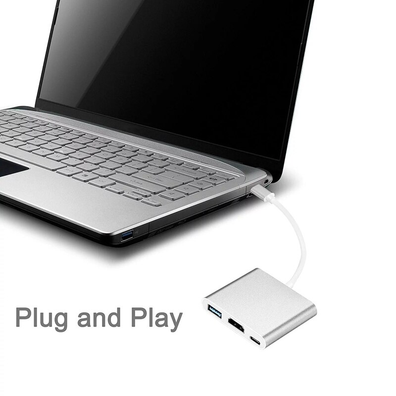 3 dokkingkonverter type -c 3.1 til hdmi hub usb -c 3- i -1 med pd strømforsyning støtte 4k type-c til usb 3.0 hdmi konverter adapter