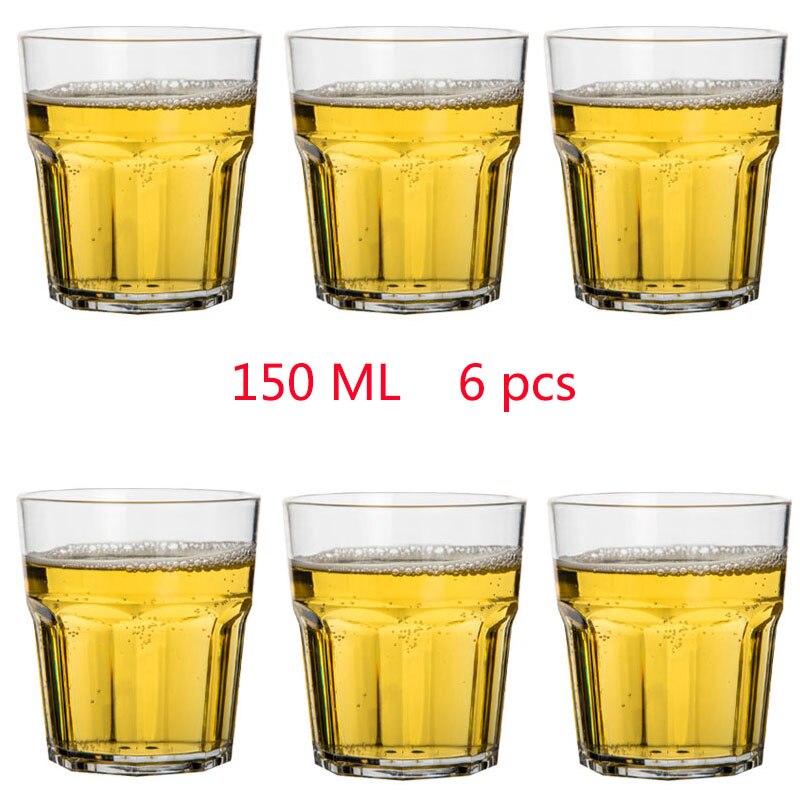 Päivittäiseen käyttöön muoviset särkymättömät kupit juhlabaareihin perhe pinottavat mehulasit juomalasit soodamaidolle olut väkeville juomille: 150ml 6 kpl