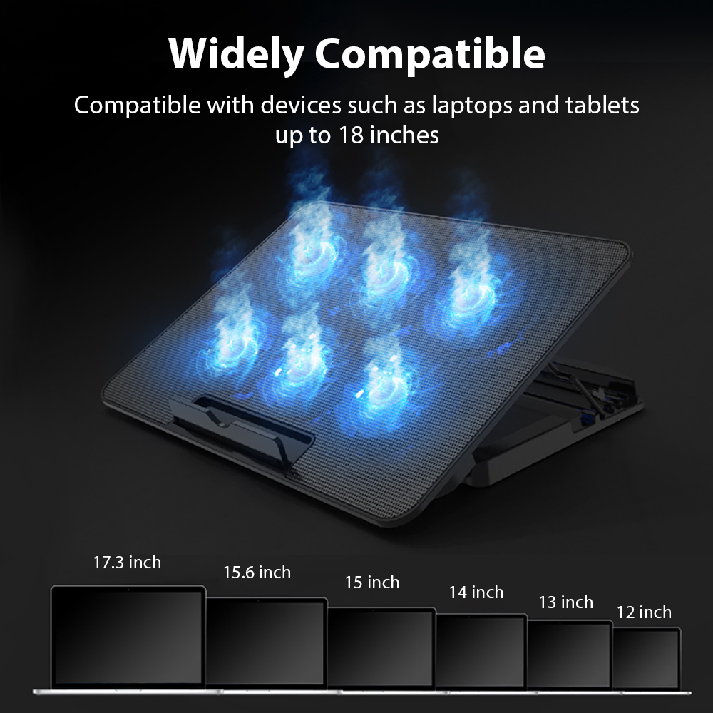 Laptop-Ständer, 2 USB-Anschlüsse für Notebook, Computer, PC, Tablet, Kühler, Halterung, 45,7 cm, Kühlpad, verstellbares MacBook-Zubehör
