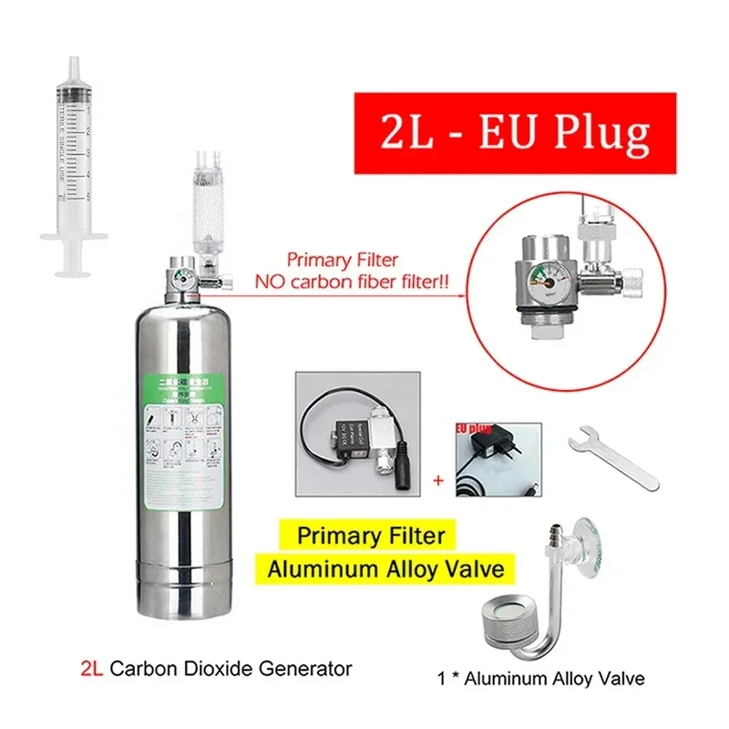 DIY Kooldioxide Reactor Kit Aquarium Fish Tank CO2 Generator RVS Cilinder Generator Systeem voor Aquatische Plant Vis: Clear