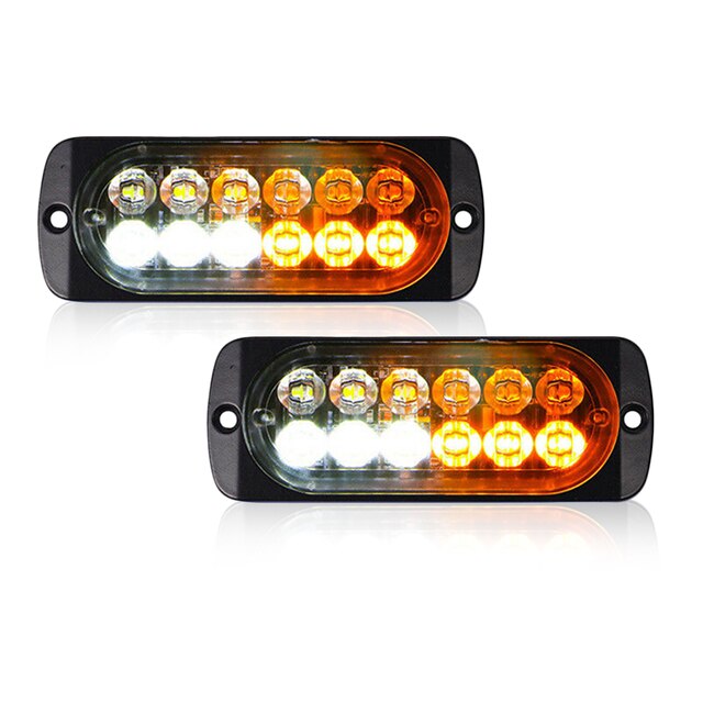 10 PCS LED Side Markers Warning Light Grille Long Bright Lights Emergency 12 LED Amber White Strobe Tow Truck Flashing 12V-24V: 2pc