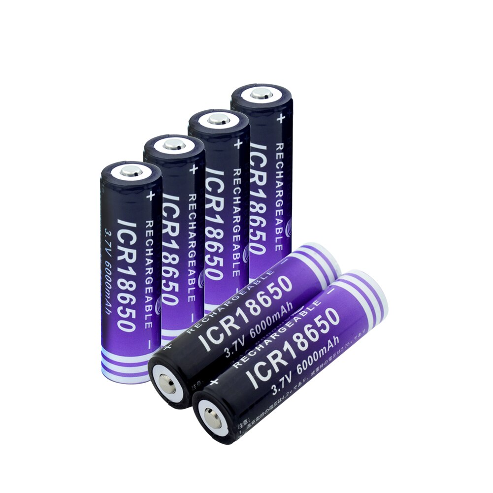 18650 batterie 3,7 V 6000mAh ICR 18650 wiederaufladbare liion Lithium-batterie für LED taschenlampe Mini Fan batery Li-Ion bateria: 6 Stücke