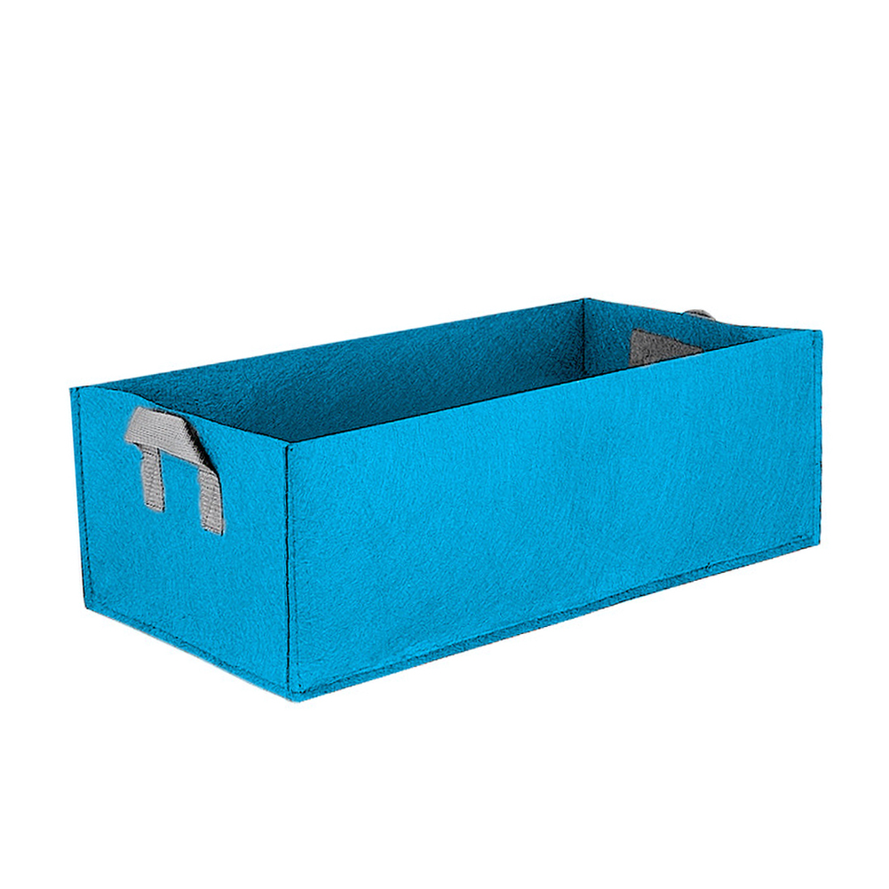 1pc kasvukassi kangasta korotettu puutarhasänky neliönmuotoinen puutarha piha kukka vihanneskasvi kukkaistutuskassi istutusruukku kahvoilla: M 50 x 30 x 20cm / Sininen