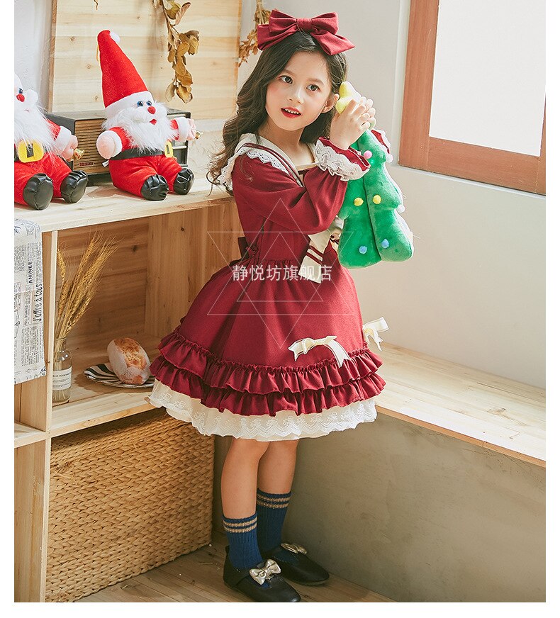 Robe en dentelle pour enfants, style collège anglais, lolita douce, rétro, robe victorienne pour enfants, kawaii, gothique, lolita op cos