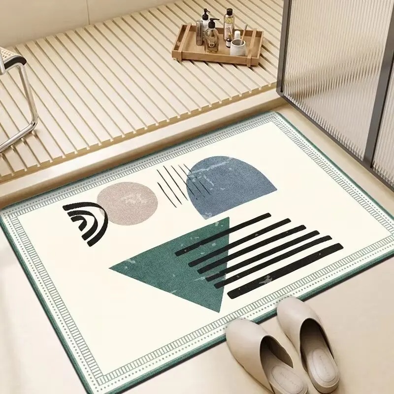 Simple Illustration Pattern Door Front Mat Decoration Home Bathroom Floor Mat: 1 m2 / black